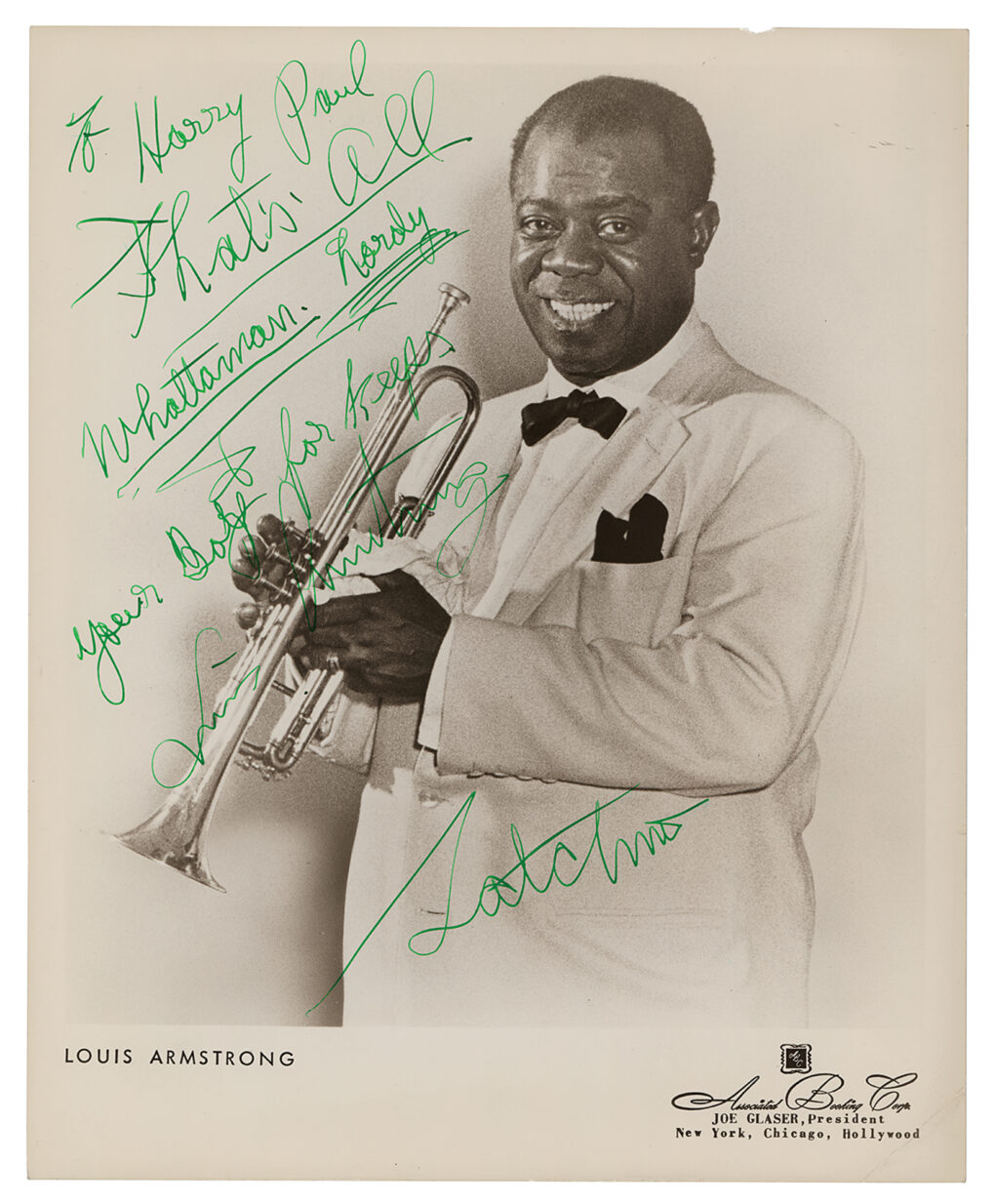 Louis Armstrong signed photo.